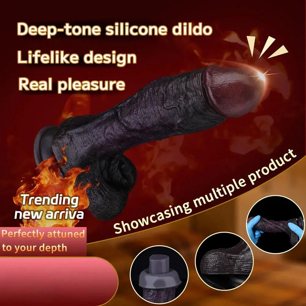 Coffee-colored silicone realistic suction cup dildo, photo 5