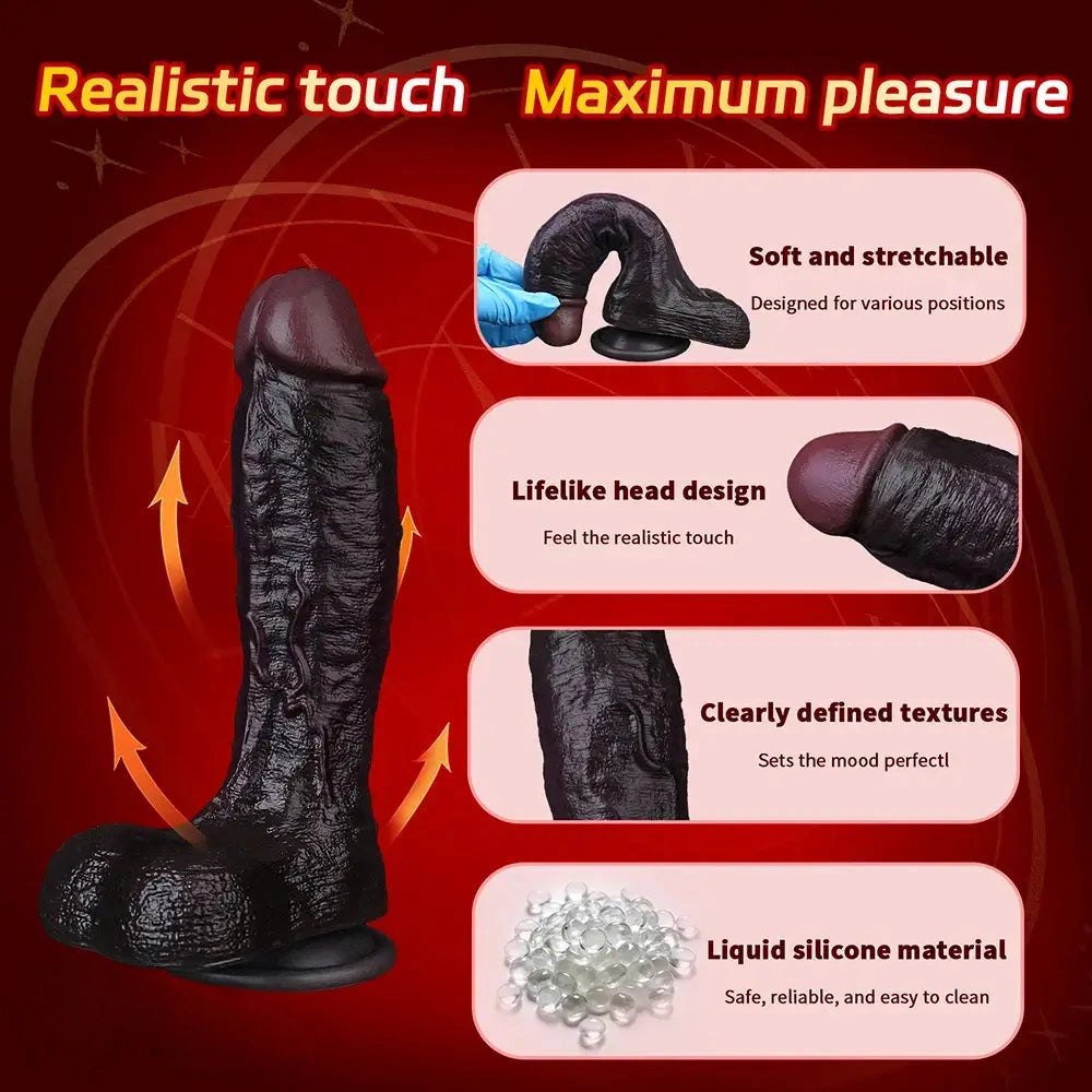 Coffee-colored silicone realistic suction cup dildo, photo 7
