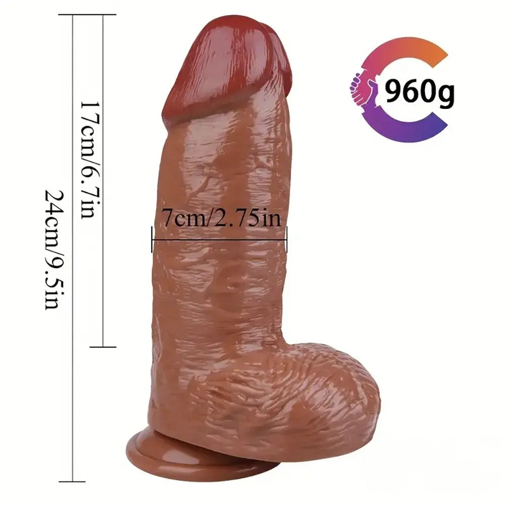 Brown realistic pvc suction cup dildo with balls
