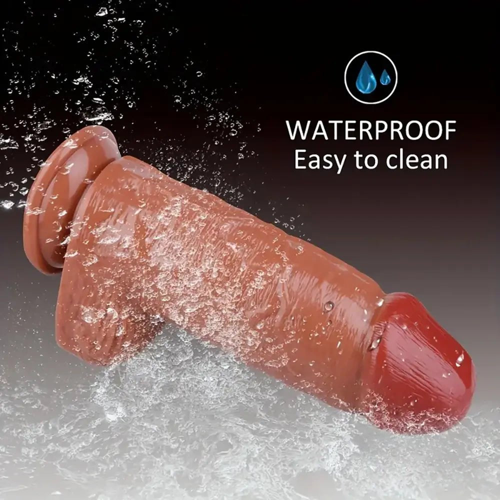 Realistic pvc suction cup dildo with balls, photo 4