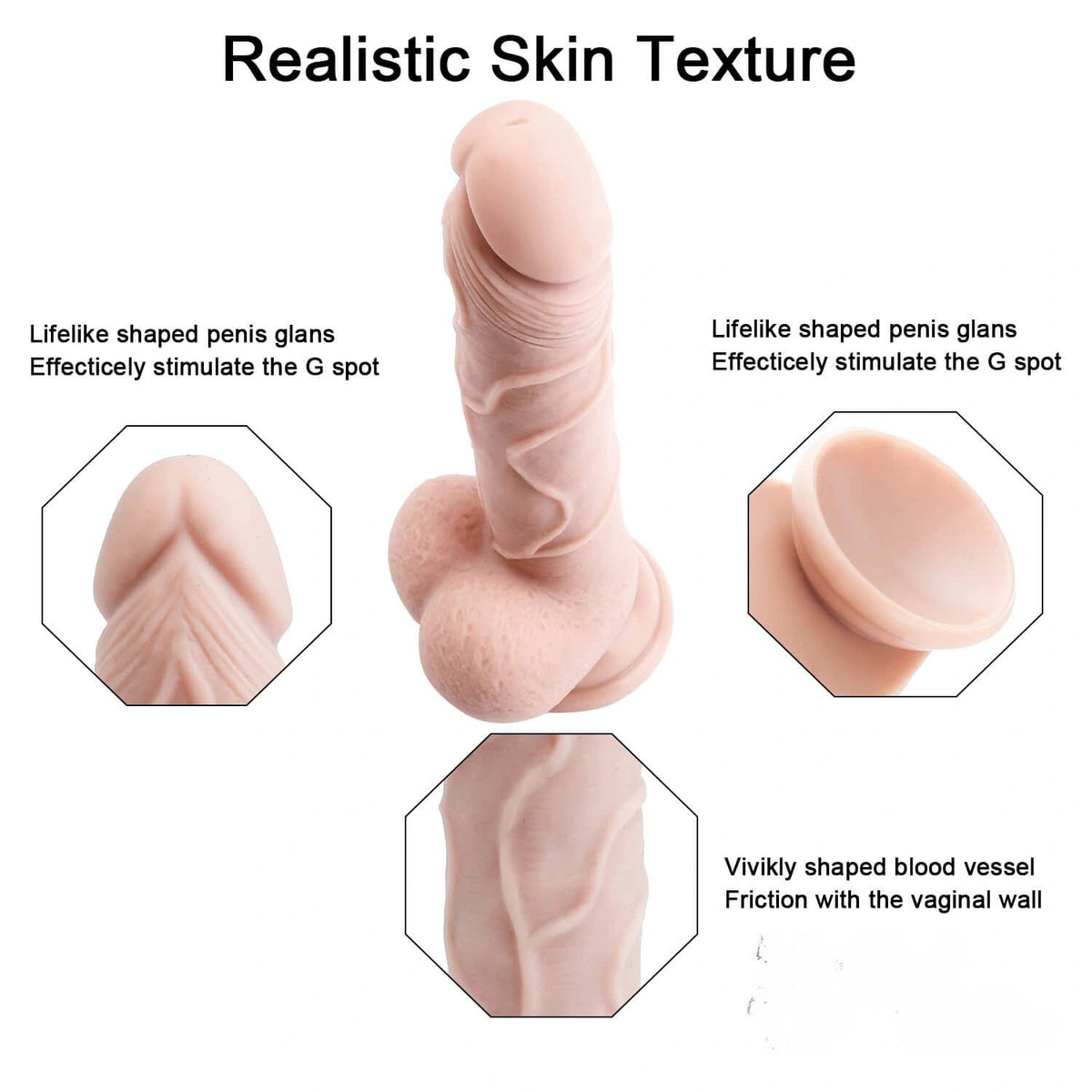 Flesh-tone suction cup silicone dildo, photo 7