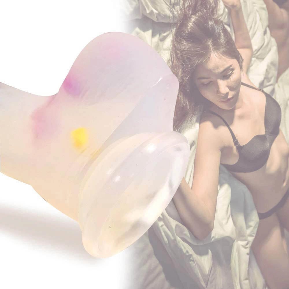 White silicone dildo with colorful flecks and suction cup base, photo 2