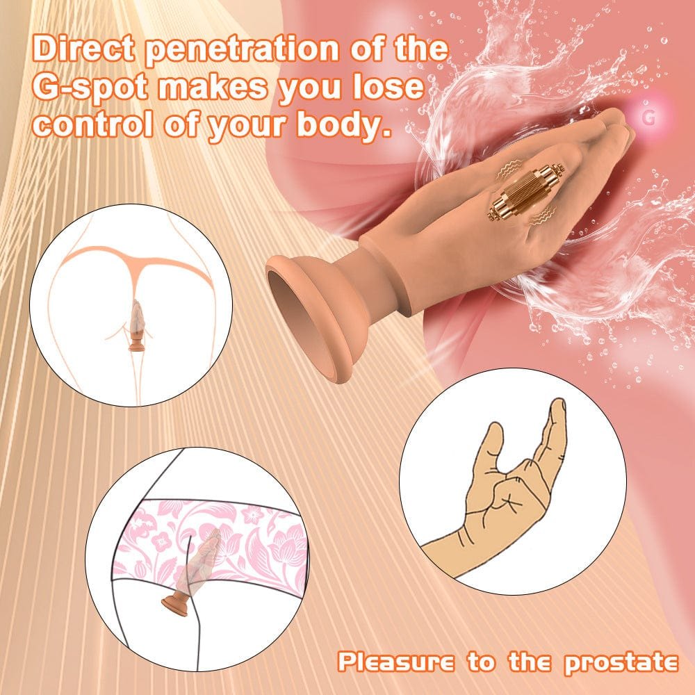 Hand-shaped vibrating anal plug with suction cup base, photo 4