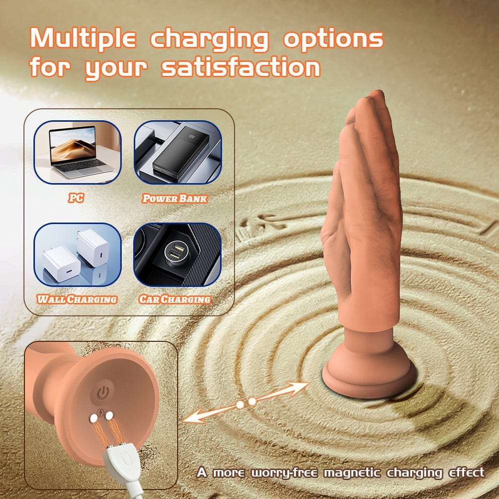 Hand-shaped vibrating anal plug with suction cup base, photo 5