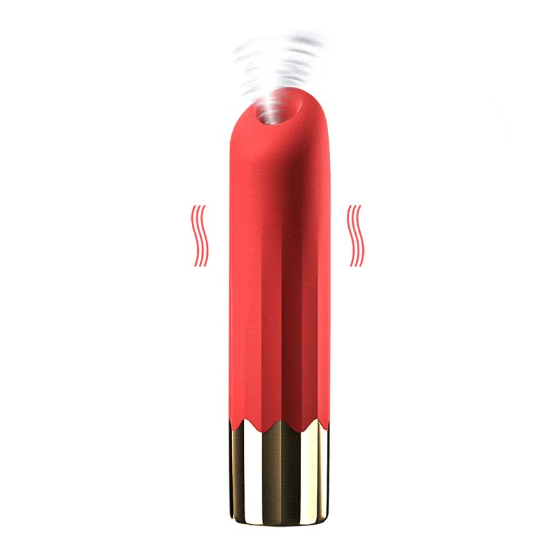 Red lipstick-shaped suction bullet vibrator, photo 1