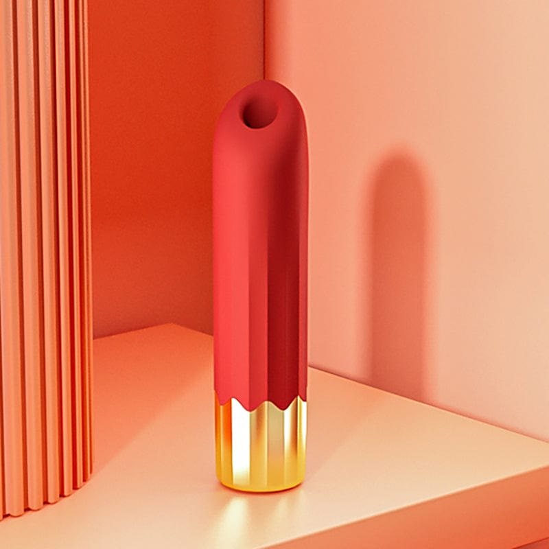 Red lipstick-shaped suction bullet vibrator, photo 2