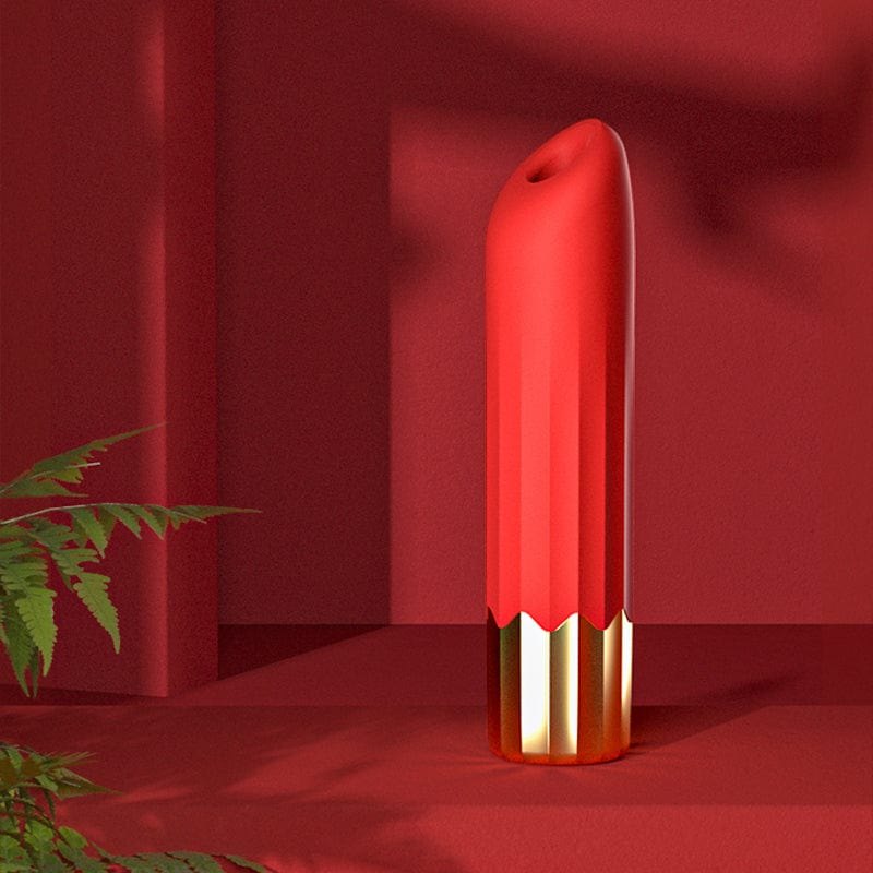Red lipstick-shaped suction bullet vibrator, photo 3