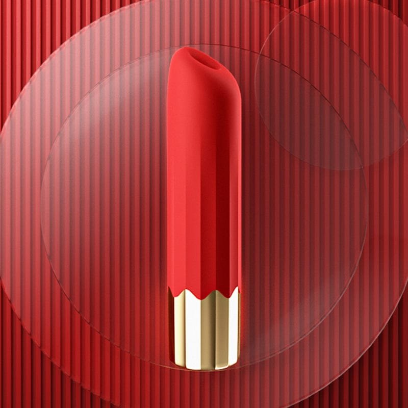 Red lipstick-shaped suction bullet vibrator, photo 4
