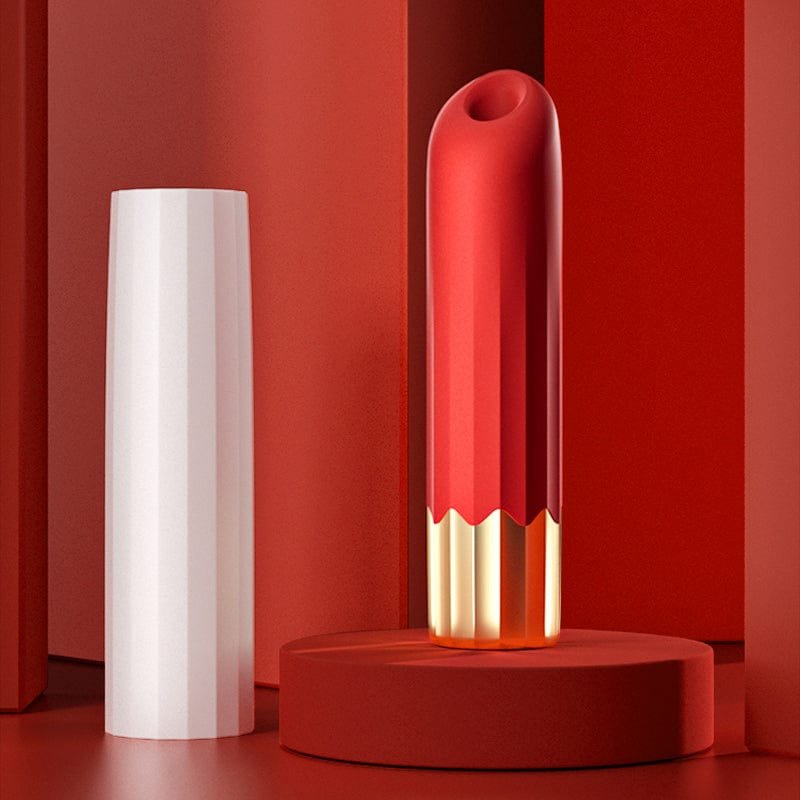 Red lipstick-shaped suction bullet vibrator, photo 6