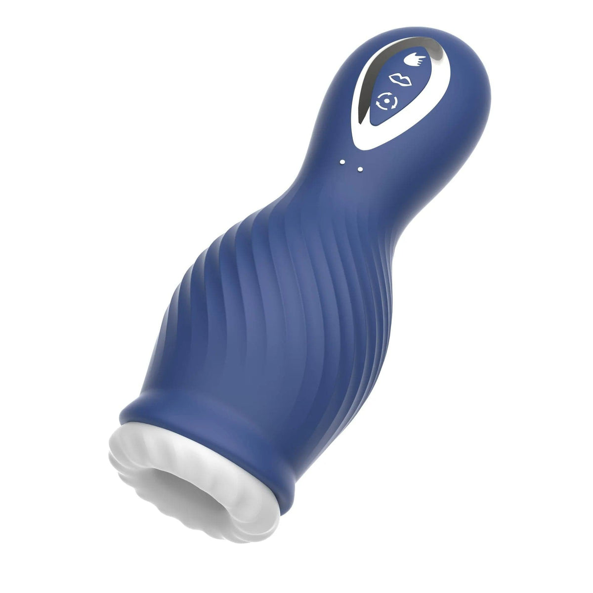 Blue textured suction rotating male masturbator cup