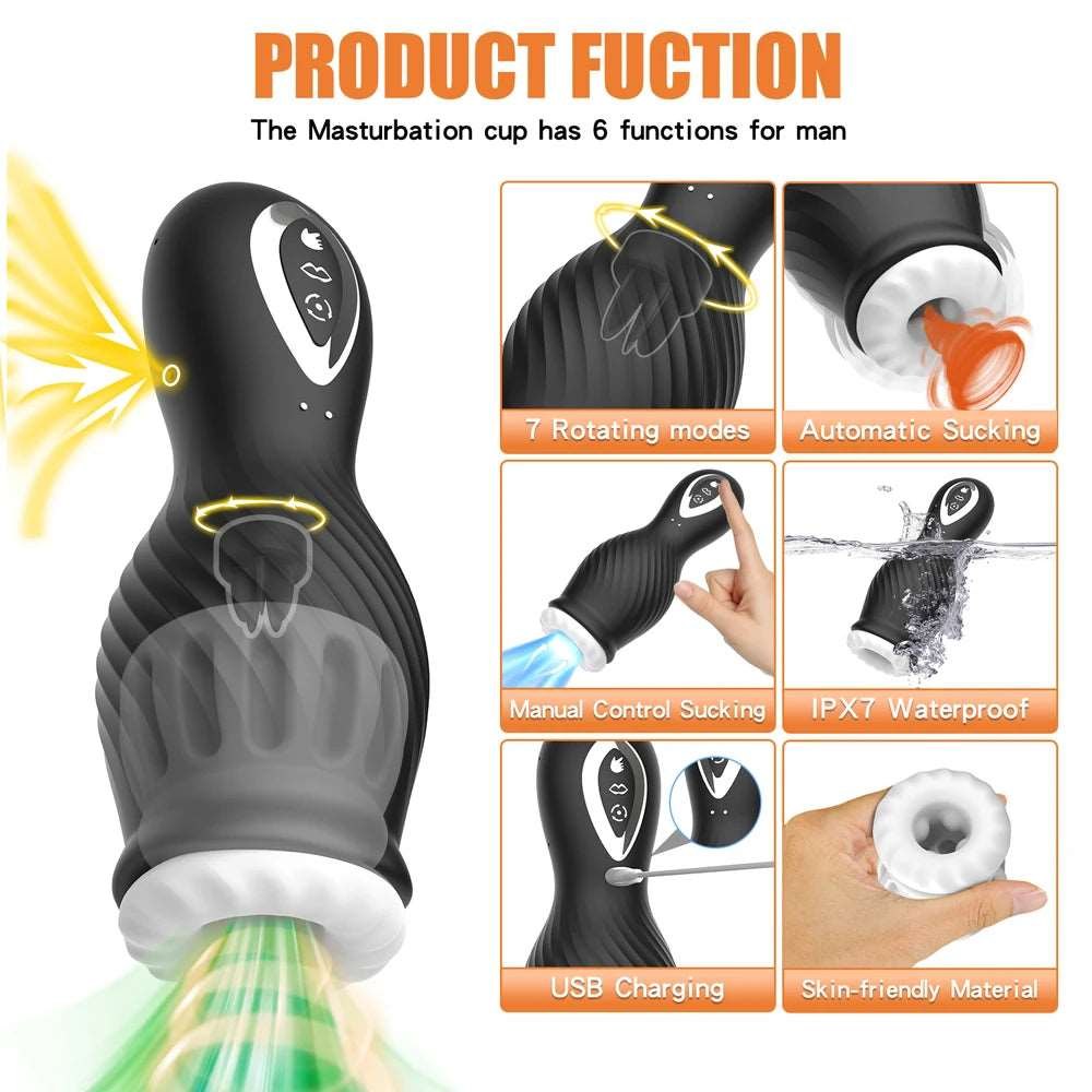 Textured suction rotating male masturbator cup, photo 4