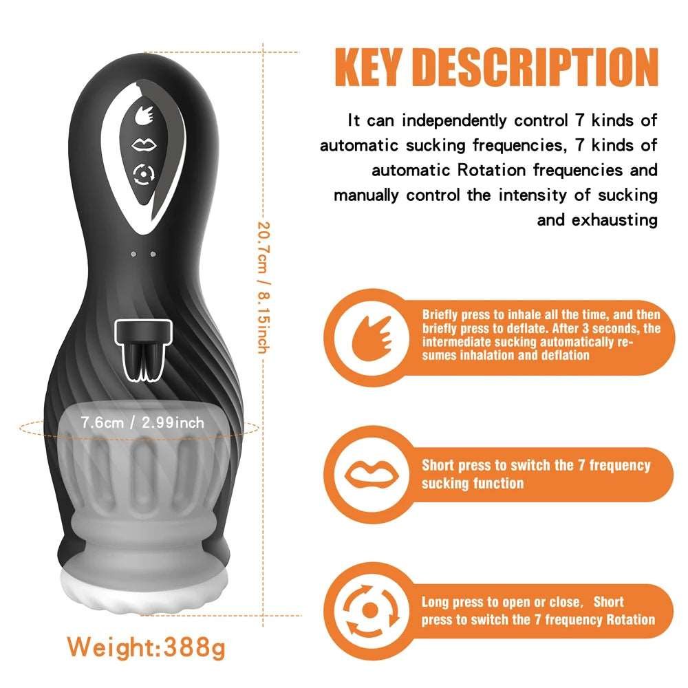 Textured suction rotating male masturbator cup, photo 6