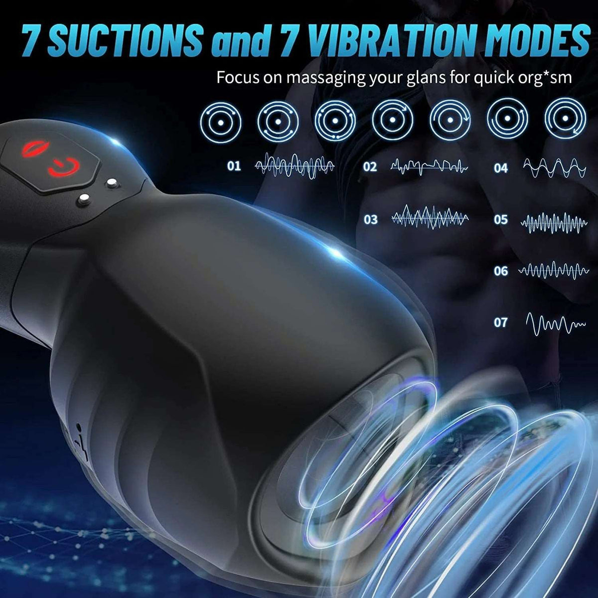 Textured silicone and ABS suction male masturbator sleeve, photo 9