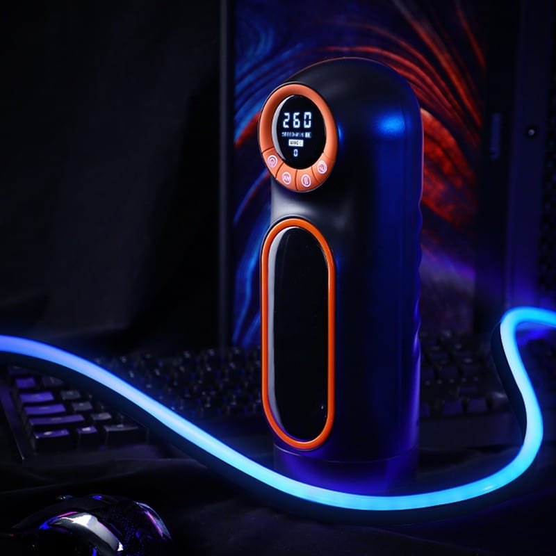 Black orange suction vibrating masturbator cup, photo 2