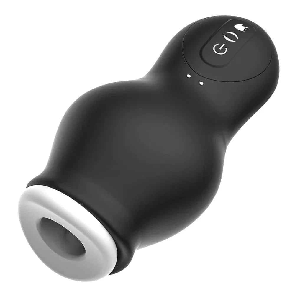Black suction and vibration male masturbator cup