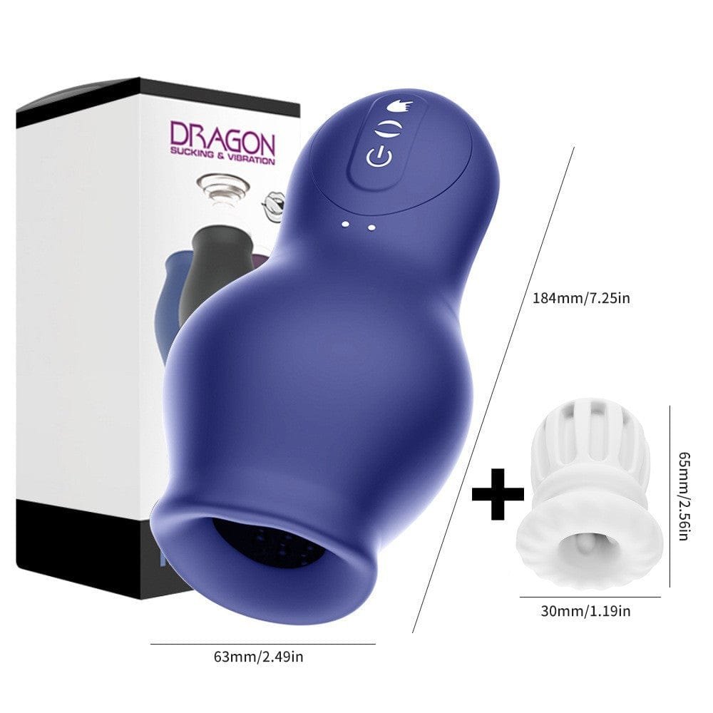 Blue suction and vibration male masturbator cup