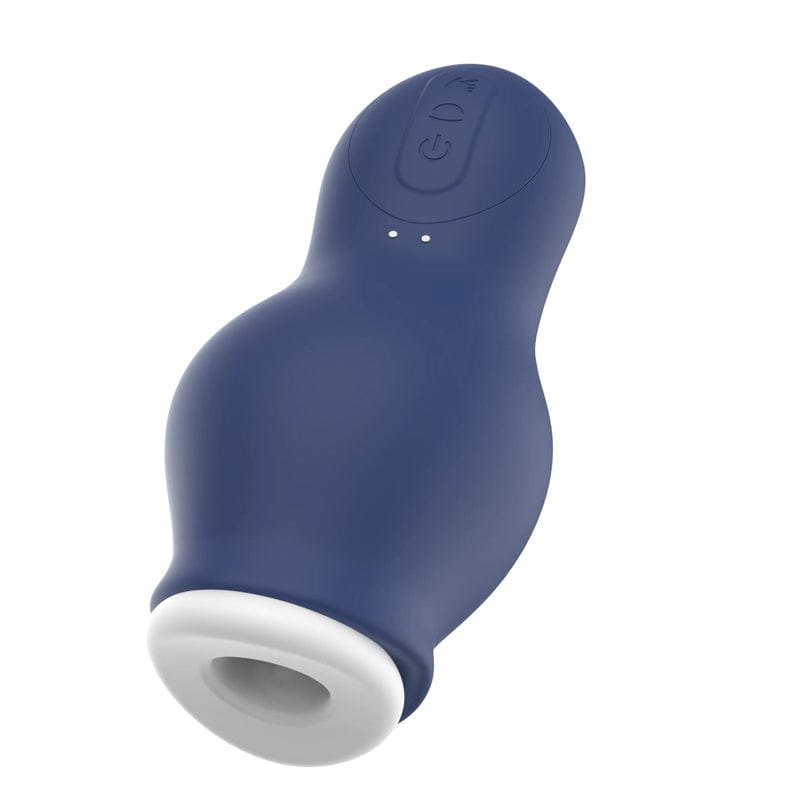 Blue suction and vibration male masturbator cup