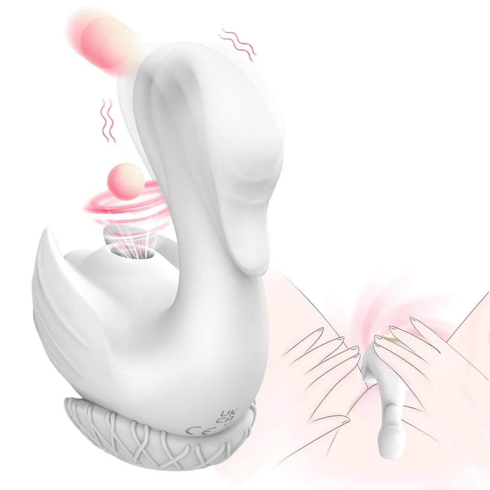 Swan-shaped clitoral suction and vibration toy, photo 1