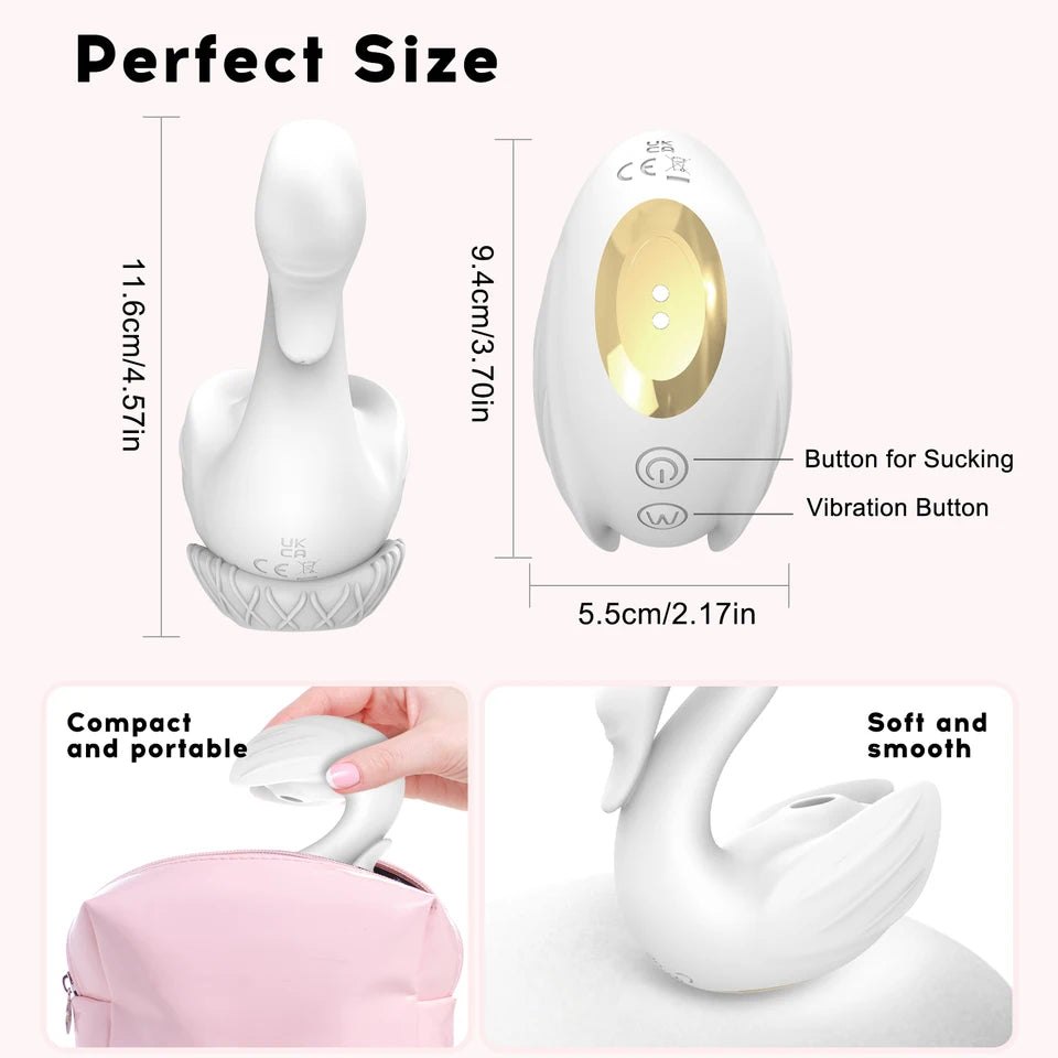 Swan-shaped clitoral suction and vibration toy, photo 6