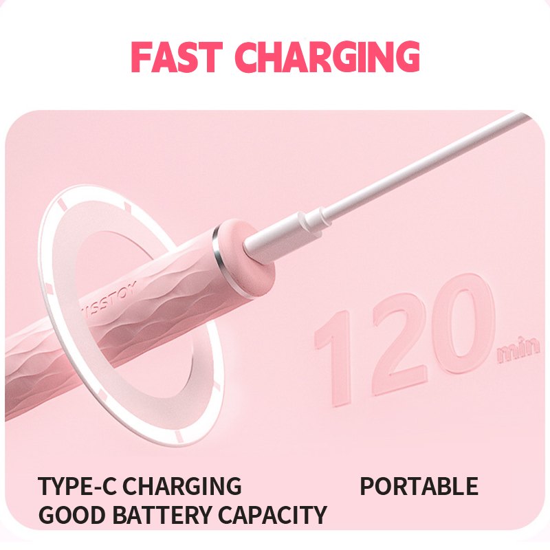 Pink and black skin friendly silicone wand vibrator with swappable heads, photo 6