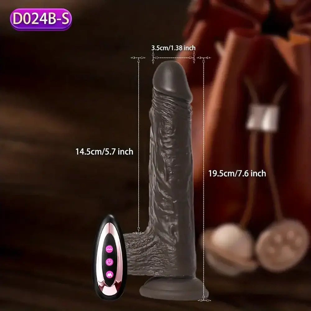 Ebony tone swing vibrating heating dildo