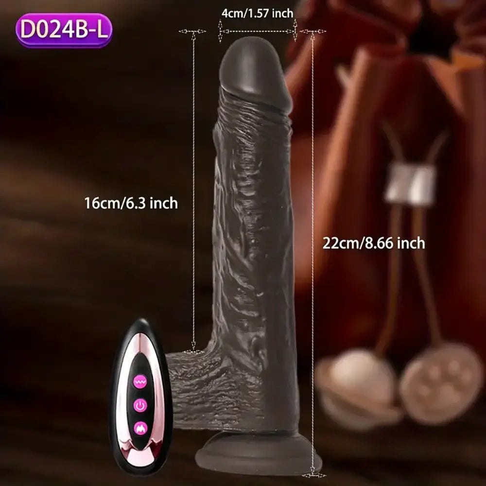 Ebony tone swing vibrating heating dildo