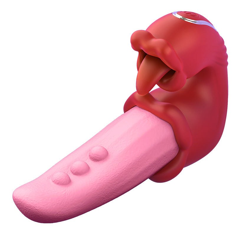 Rose red silicone tongue licking g-spot vibrator, photo 1