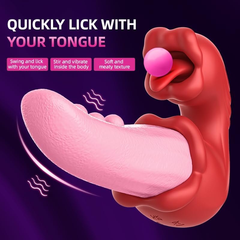 Rose red silicone tongue licking g-spot vibrator, photo 2
