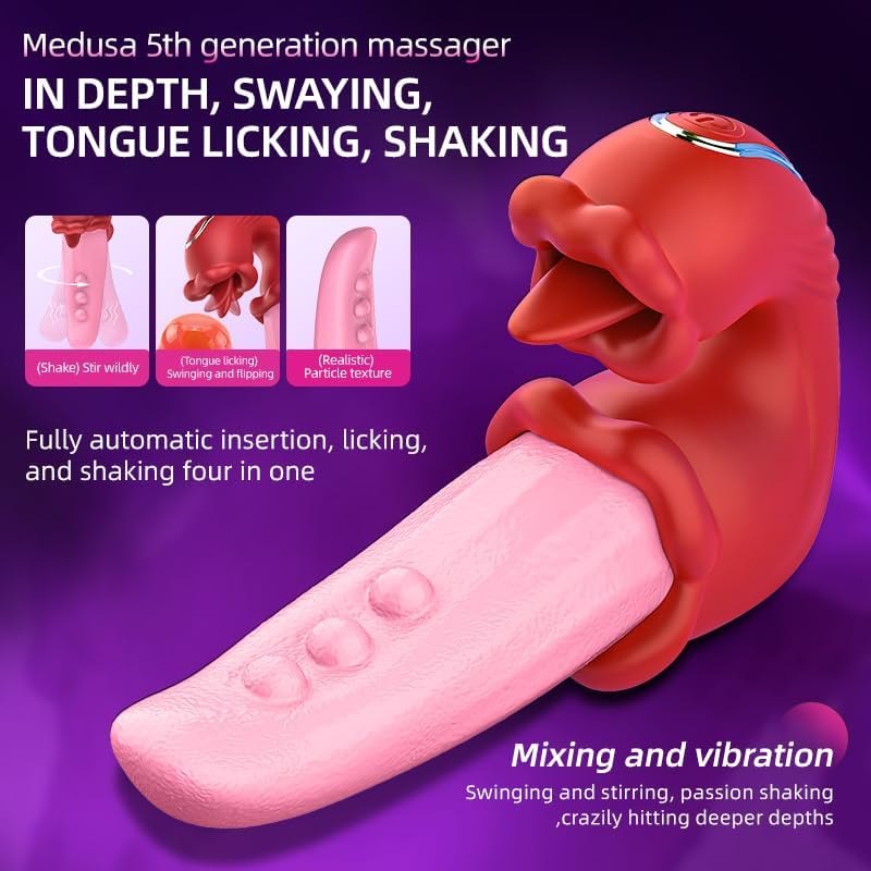 Rose red silicone tongue licking g-spot vibrator, photo 3