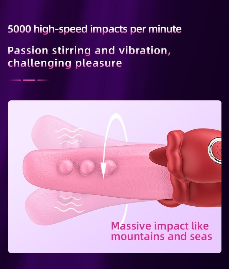 Rose red silicone tongue licking g-spot vibrator, photo 5
