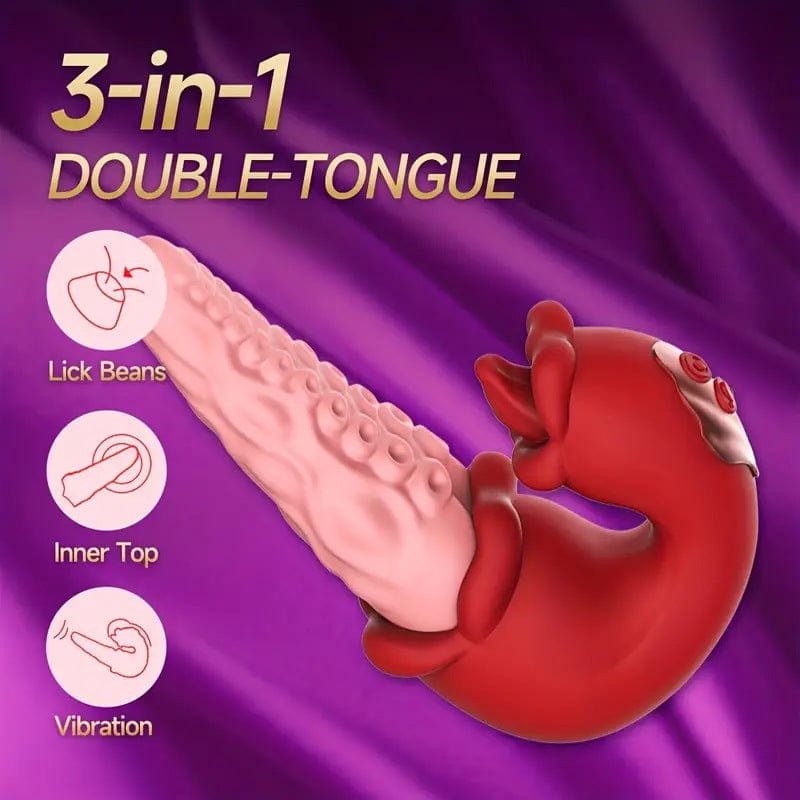 Red and pink rose-shaped G-spot vibrator, photo 2