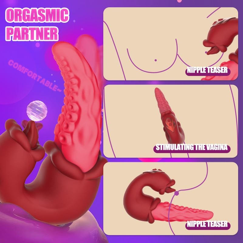 Red and pink rose-shaped G-spot vibrator, photo 4