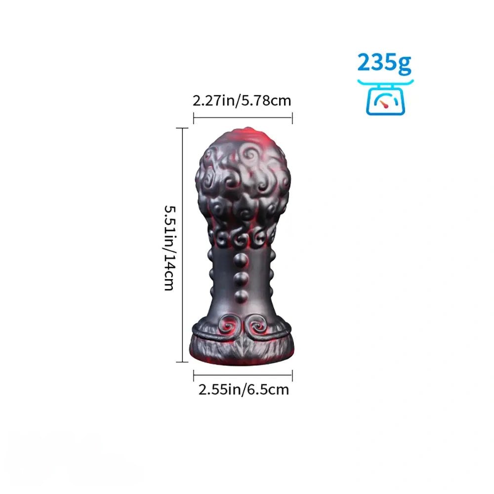 Silver swirled beaded silicone anal plug with flared base