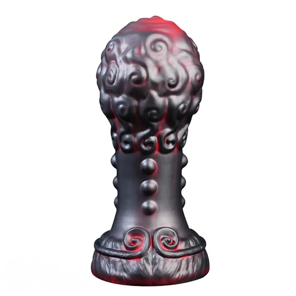 Swirled beaded silicone anal plug with flared base, photo 1