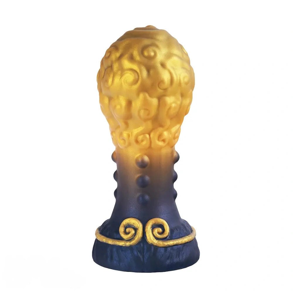 Swirled beaded silicone anal plug with flared base, photo 11