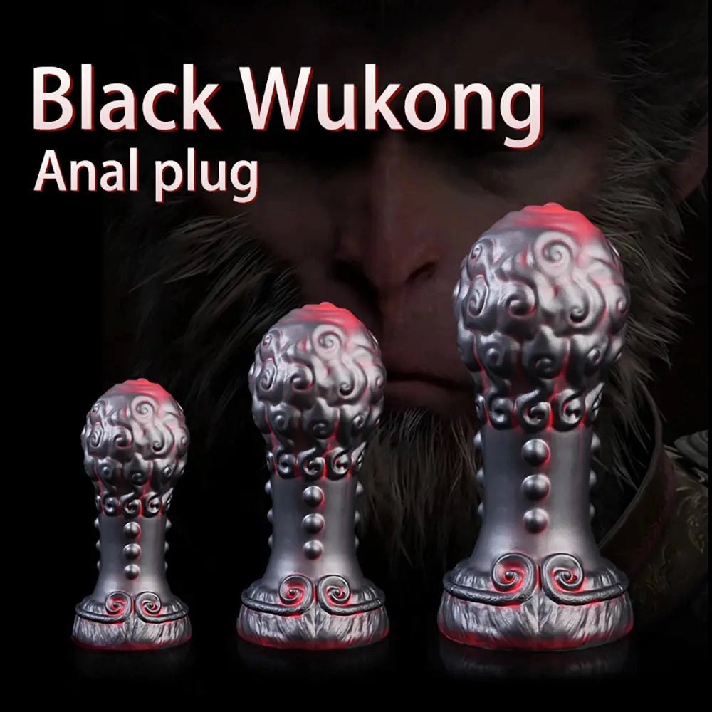 Swirled beaded silicone anal plug with flared base, photo 12