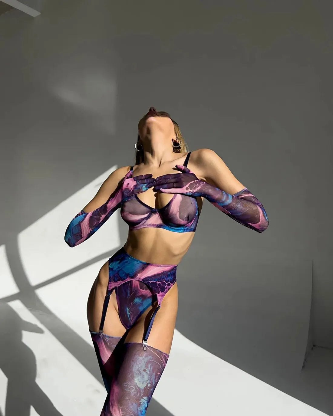 Swirl print sheer balconette bra thong set, photo 10