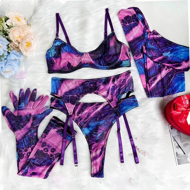 Swirl print sheer balconette bra thong set, photo 18