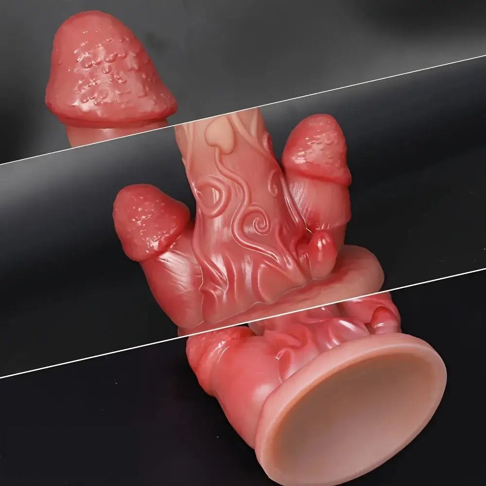 Flesh silicone textured curved dildo, photo 3