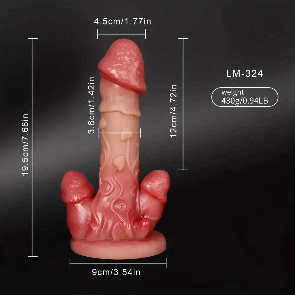 Flesh silicone textured curved dildo, photo 4