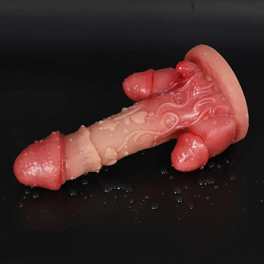 Flesh silicone textured curved dildo, photo 6