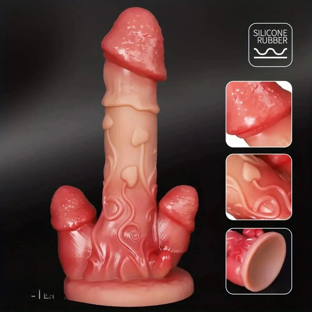 Flesh silicone textured curved dildo, photo 7