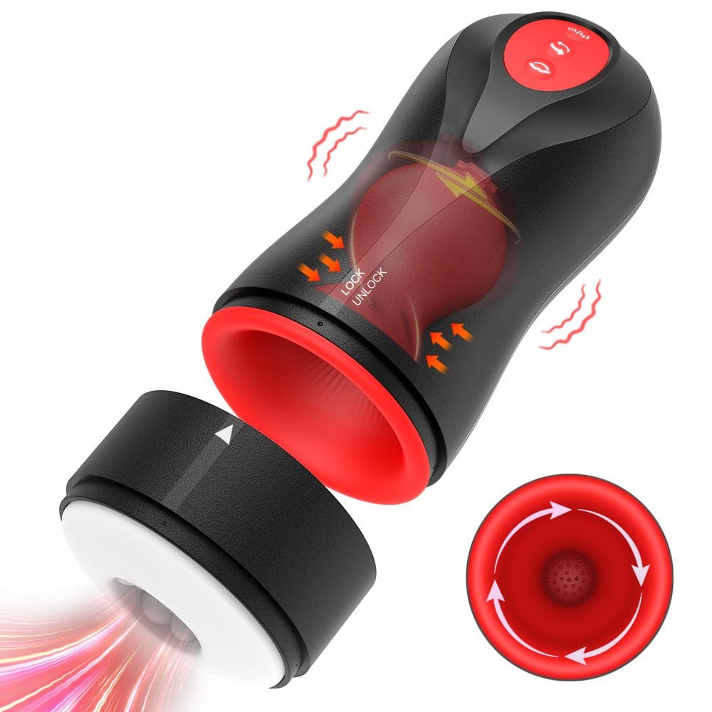 Black male masturbator stroker with red accents, photo 1