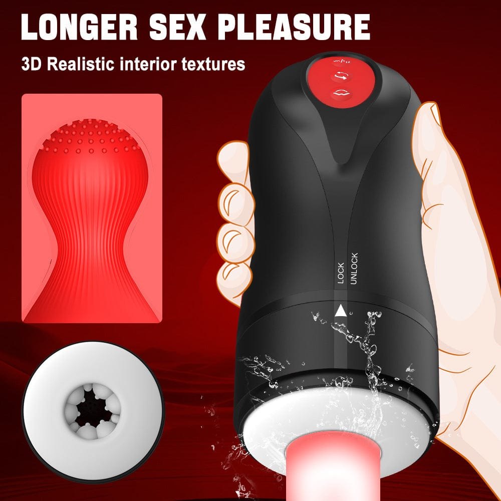 Black male masturbator stroker with red accents, photo 4