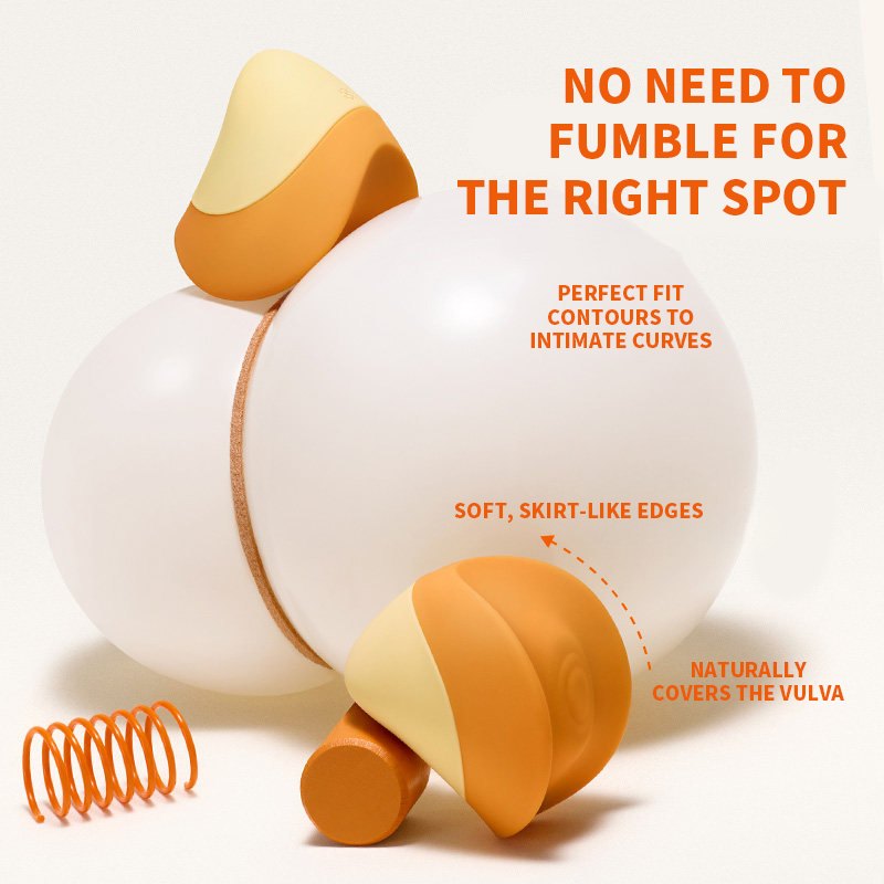 Orange and yellow duck-shaped silicone clitoral massager, photo 6