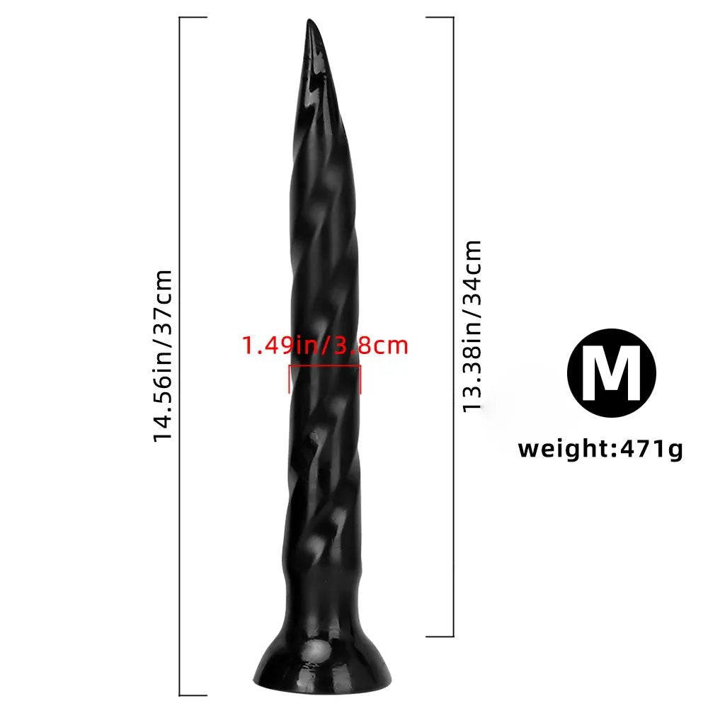 Black tapered ribbed anal dildo
