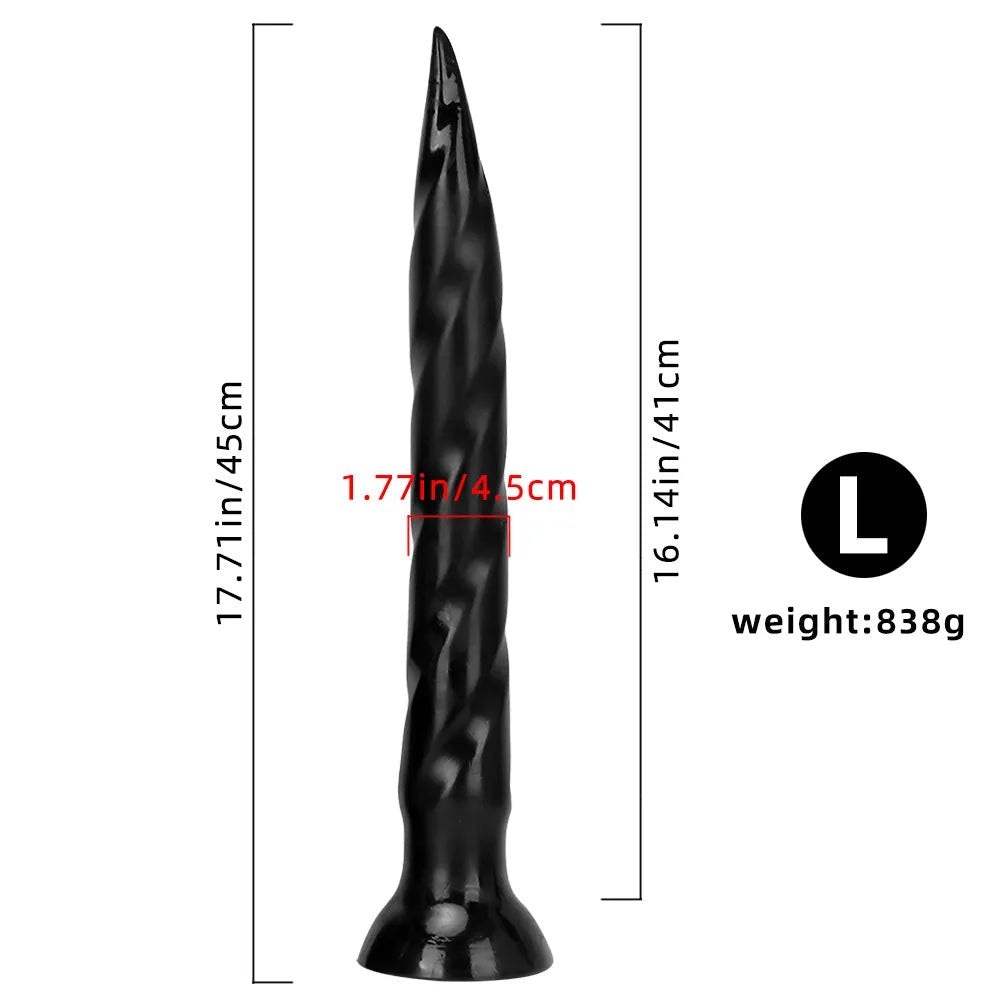 Black tapered ribbed anal dildo