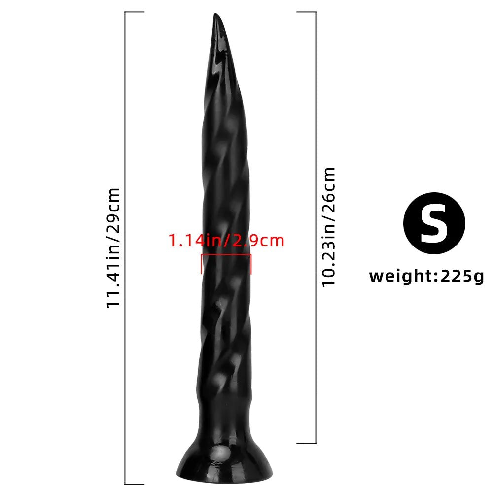 Black tapered ribbed anal dildo
