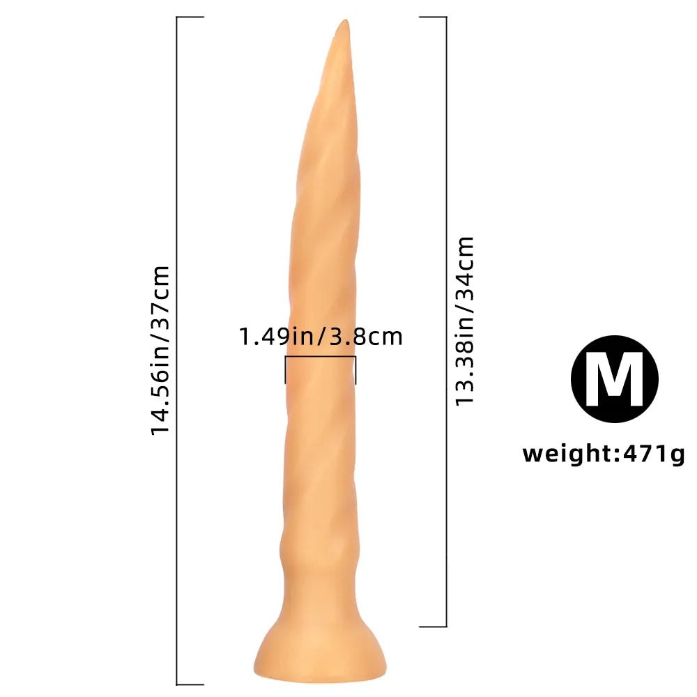 Flesh tapered ribbed anal dildo