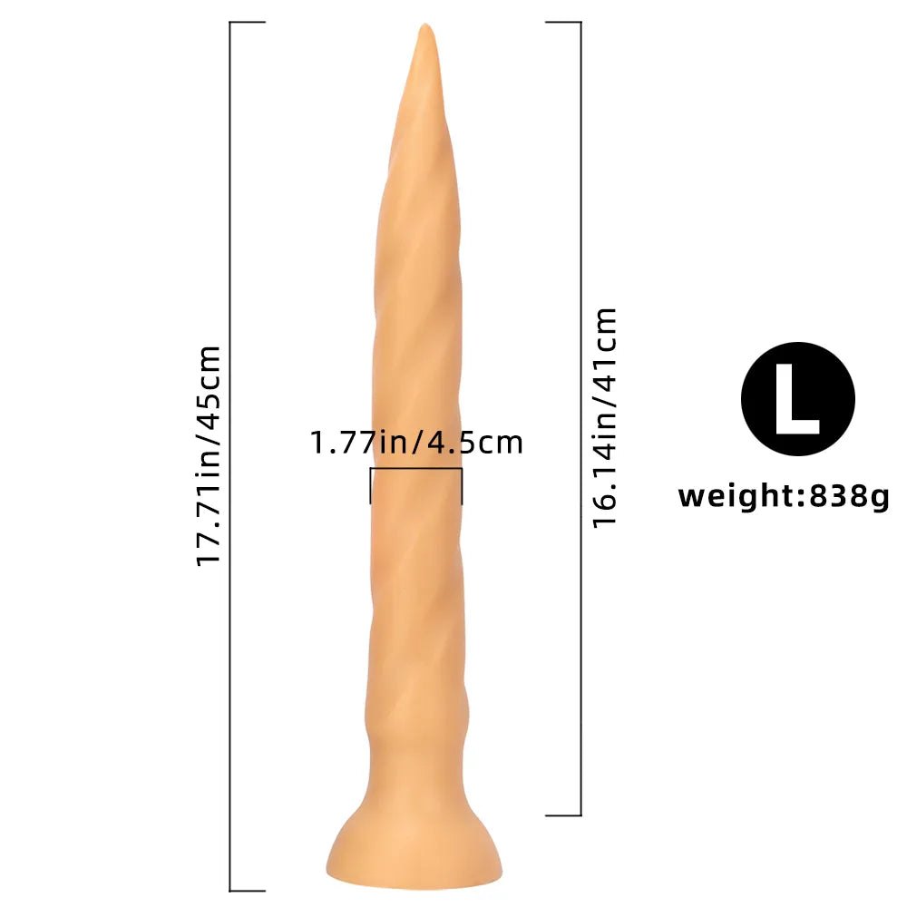 Flesh tapered ribbed anal dildo